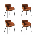 BUN/ISL003A/95096 Set of 4 Burnt Orange Velvet Curved Dining Chairs - Isla