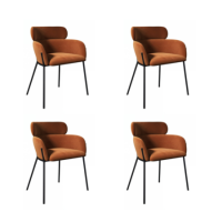 Set of 4 Burnt Orange Velvet Curved Dining Chairs - Isla Set of 4 Burnt Orange Velvet Curved Dining Chairs - Isla