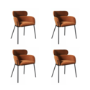 Set of 4 Burnt Orange Velvet Curved Dining Chairs - Isla
