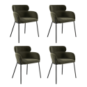 BUN/ISL004 /93146 Set of 4 Green Velvet Curved Dining Chairs - Isla