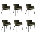 BUN/ISL004/98431 Set of 6 Green Velvet Curved Dining Chairs - Isla