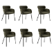 Set of 6 Green Velvet Curved Dining Chairs - Isla