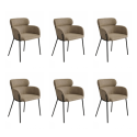 BUN/ISL007/98432 Set of 6 Beige Faux Leather Curved Dining Chairs - Isla