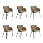 Set of 6 Beige Faux Leather Curved Dining Chairs - Isla