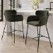 Set of 2 Green Velvet Curved Kitchen Stools with Back - Isla