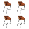 BUN/ISL011/98046 Set of 4 Burnt Orange Velvet Curved Kitchen Stools with Back - Isla