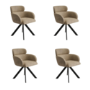 Set of 4 Beige Faux Leather Curved Swivel Dining Chairs - Isla