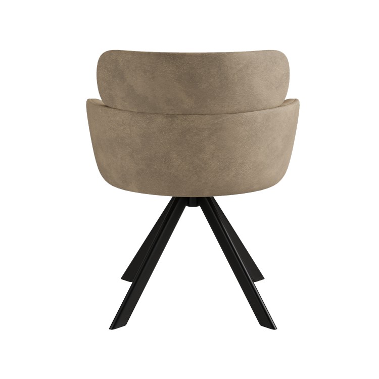 Set of 2 Beige Faux Leather Curved Swivel Dining Chairs - Isla