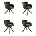 Set of 4 Green Velvet Curved Swivel Dining Chairs - Isla