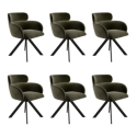 BUN/ISL013/99050 Set of 6 Green Velvet Curved Swivel Dining Chairs - Isla