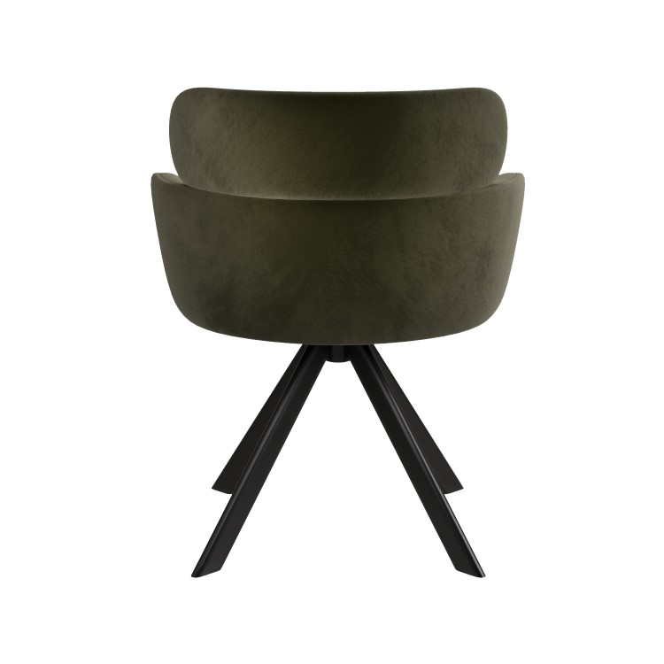 Set of 2 Green Velvet Curved Swivel Dining Chairs - Isla