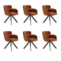 BUN/ISL014/99052 Set of 6 Burnt Orange Curved Swivel Dining Chairs - Isla