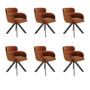 Set of 6 Burnt Orange Curved Swivel Dining Chairs - Isla