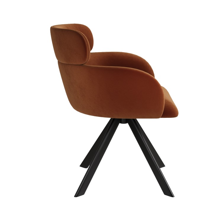 Set of 2 Burnt Orange Curved Swivel Dining Chairs - Isla