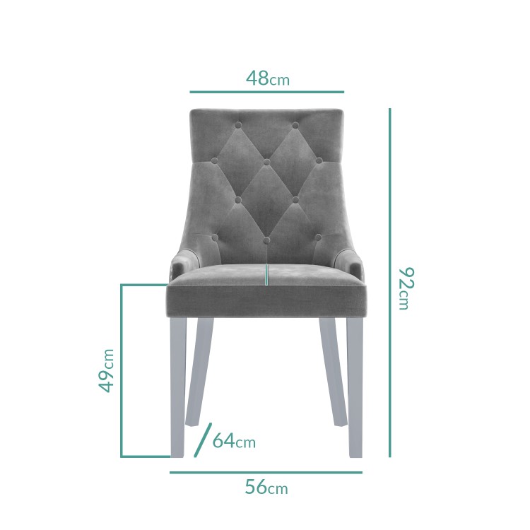 Jade Boutique Round Mirrored Dining Table with 4 Chairs in Grey Velvet