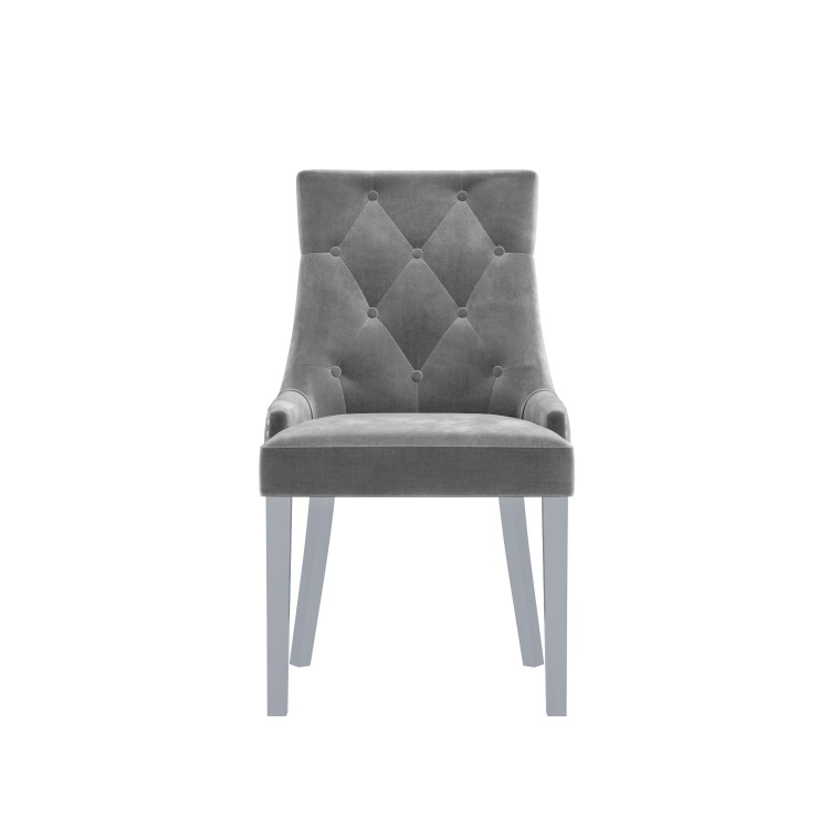 Jade Boutique Round Mirrored Dining Table with 4 Chairs in Grey Velvet