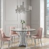 Round Mirrored Dining Table &amp; 4 Chairs in Pink Velvet - Jade Boutique