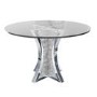 Round Mirrored Glass Top Dining Table with 4 Dining Chairs in Grey Velvet