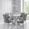 Glass &amp; Mirrored Dining Set with 6 Grey Velvet Chairs - Jade Boutique