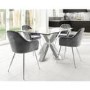 Rectangle Glass Top Dining Table with 4 Grey Velvet Tub Dining Chairs - Jade Boutique
