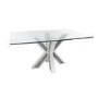 Rectangle Glass Top Dining Table with 4 Grey Velvet Tub Dining Chairs - Jade Boutique