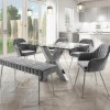 Jade Boutique Glass Top Mirrored Dining Set with 2 Grey Velvet Dining chairs &amp; Bench