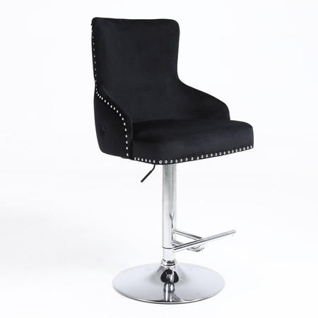 Set of 2 Black Velvet Swivel Bar Stools - Height Adjustable - Jade Boutique