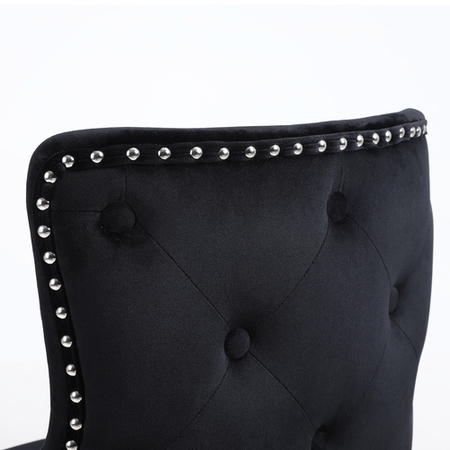 Set of 2 Black Velvet Swivel Bar Stools - Height Adjustable - Jade Boutique