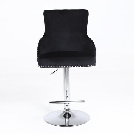 Set of 2 Black Velvet Swivel Bar Stools - Height Adjustable - Jade Boutique