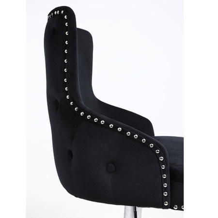 Set of 2 Black Velvet Swivel Bar Stools - Height Adjustable - Jade Boutique