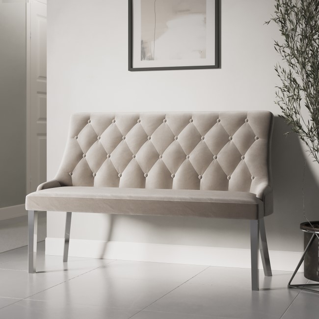 Mink Velvet Hallway Bench with Back - Jade Boutique