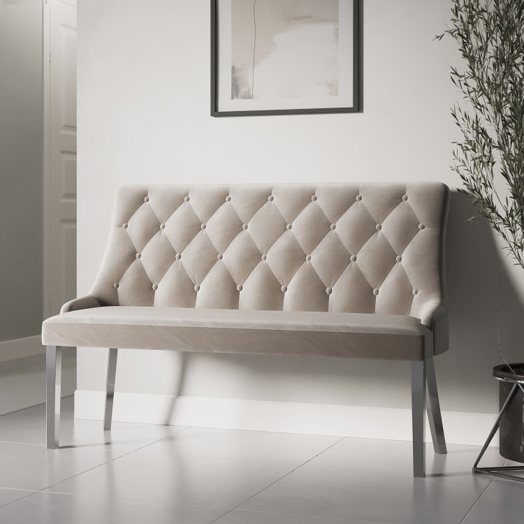 Mink Velvet Hallway Bench with Back - Jade Boutique