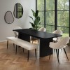 Black Oak Extendable Dining Table Set with 4 Beige Fabric Chairs &amp; 1 Bench - Seats 6 - Jarel