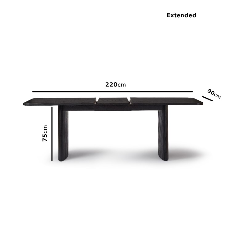 Black Oak Extendable Dining Table Set with 4 Beige Fabric Chairs & 1 Bench - Seats 6 - Jarel