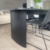 Black Oak Extendable Dining Table Set with 6 Beige Fabric Chairs - Seats 6 - Jarel