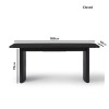 Black Oak Extendable Dining Table Set with 6 Beige Fabric Chairs - Seats 6 - Jarel