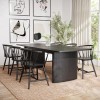 Black Oak Extendable Dining Table Set with 6 Black Spindle Back Chairs - Seats 6 - Jarel
