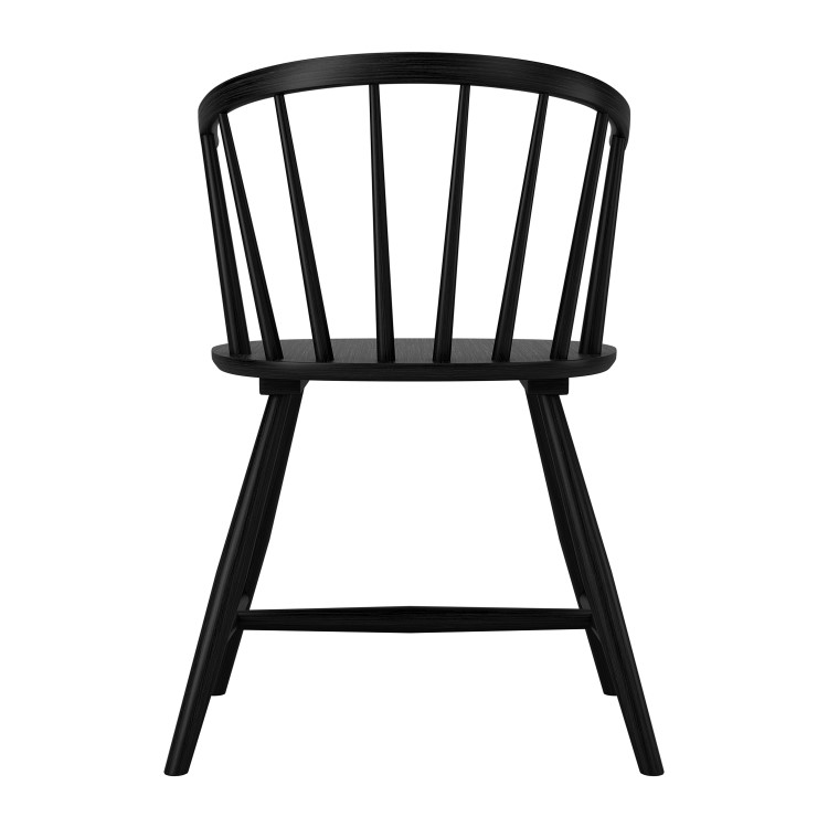 Black Oak Extendable Dining Table Set with 6 Black Spindle Back Chairs - Seats 6 - Jarel