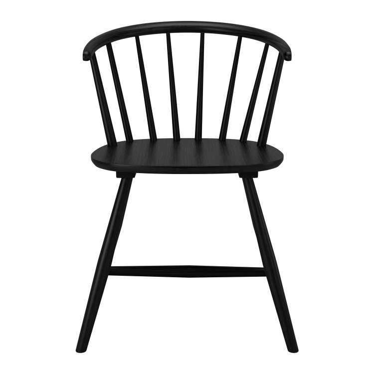 Black Oak Extendable Dining Table Set with 6 Black Spindle Back Chairs - Seats 6 - Jarel