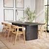 Extendable Black Rectangle Dining Table with 6 Solid Oak Curved Dining Chairs - Jarel