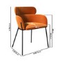 Black Oak Extendable Dining Table Set with 6 Burnt Orange Velvet Chairs - Seats 6 - Jarel