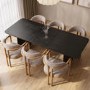 Beige Printed Upholstered Dining Chair with Solid Wood Exposed Back - Darla