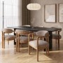 Beige Printed Upholstered Dining Chair with Solid Wood Exposed Back - Darla