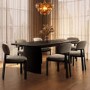 Black Oak Extendable Dining Table with 6 Mink Velvet Wooden Dining Chairs - Jare