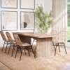 Oak Extendable Dining Table Set with 6 Brown Rattan Chairs - Seats 6 - Jarel