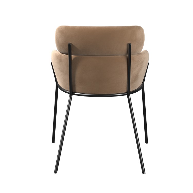 Set of 4 Beige Velvet Curved Dining Chairs - Isla