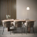 BUN/JAR008/91182 Large Rectangular Light Oak Extendable Dining Table Set with 6 Beige Velvet Chairs - Seats 6 - Jarel