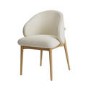 Large Rectangular Light Oak Extendable Dining Table Set with 6 Curved Cream Chairs - Seats 6 - Jarel