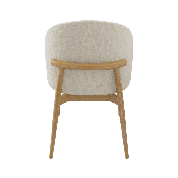 Large Rectangular Light Oak Extendable Dining Table Set with 6 Curved Cream Chairs - Seats 6 - Jarel