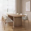 BUN/JAR008A/94920 Large Rectangular Light Oak Extendable Dining Table Set with 6 Curved Cream Chairs - Seats 6 - Jarel